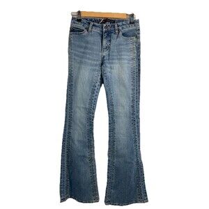 Y2K Unique Korean Chinese Vintage Flare Seamed Jeans Crab Sz 26